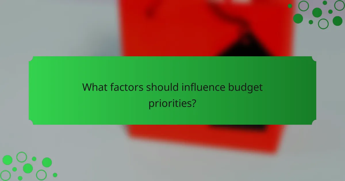 What factors should influence budget priorities?
